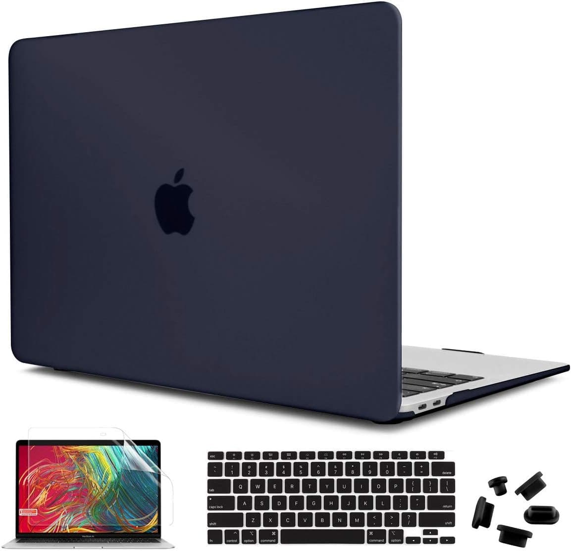 CiSoo Matte Black Hard Cover for New MacBook Air 13 Inch Case 2020 Release Model A2179 A2337 M1 with Touch ID,Plastic Hard Case for Air 13" with Keyboard Cover and Screen Protector, M1-Black