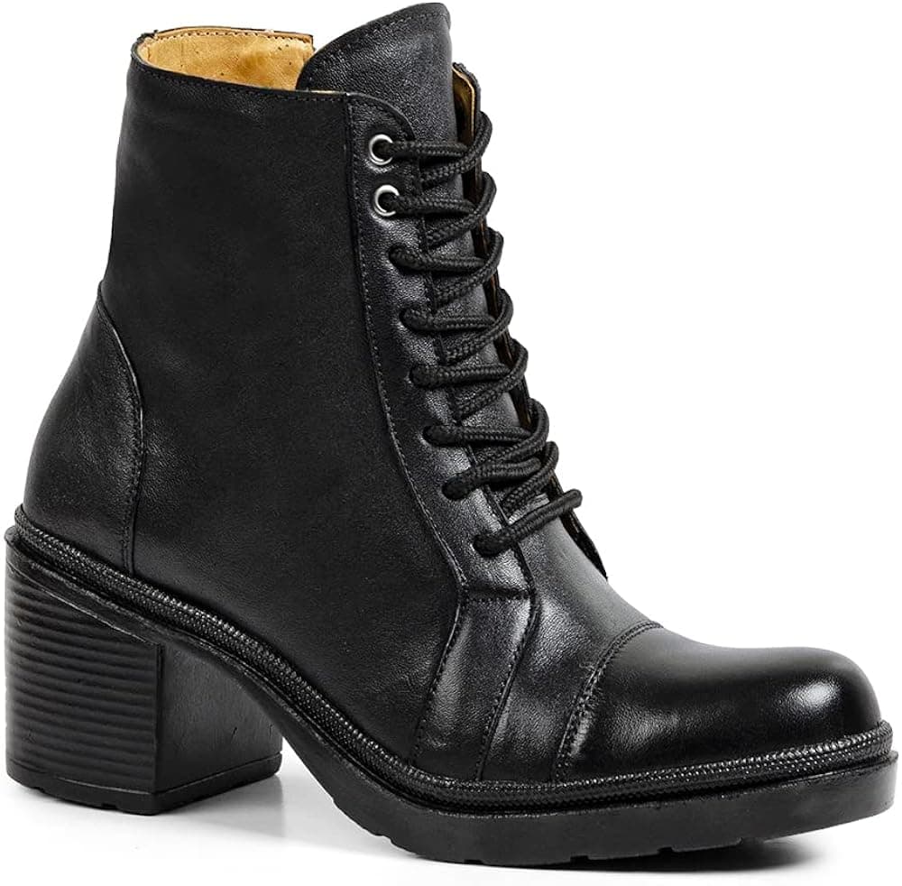 Sandro Moscoloni Serena Black women's boot produced in leather all black platform boot for her women's high-heeled platform leather lace-up boot and heel for her