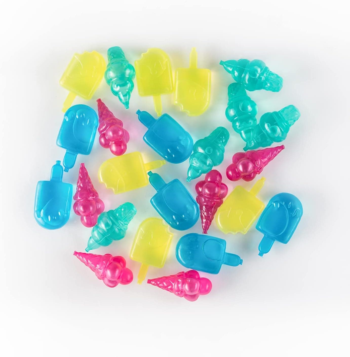 NJN Reusable Plastic Ice Cubes, 24 Pack Refreezable Ice Cubes for Drinks, Cocktails, Wine or Coffee, BPA Free (Ice Cream)