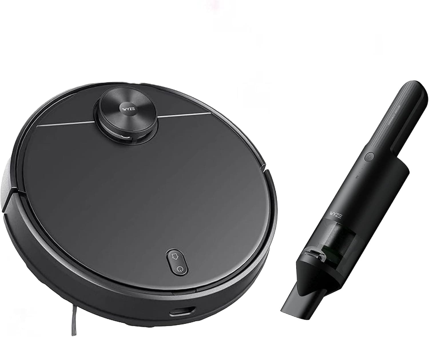 WYZE Robot Vacuum with 2100Pa Strong Suction Handheld Vacuum with 16,800Pa Cleaning Power from Home to Car, Ideal for Pet Hair, Hard Floors and Carpets