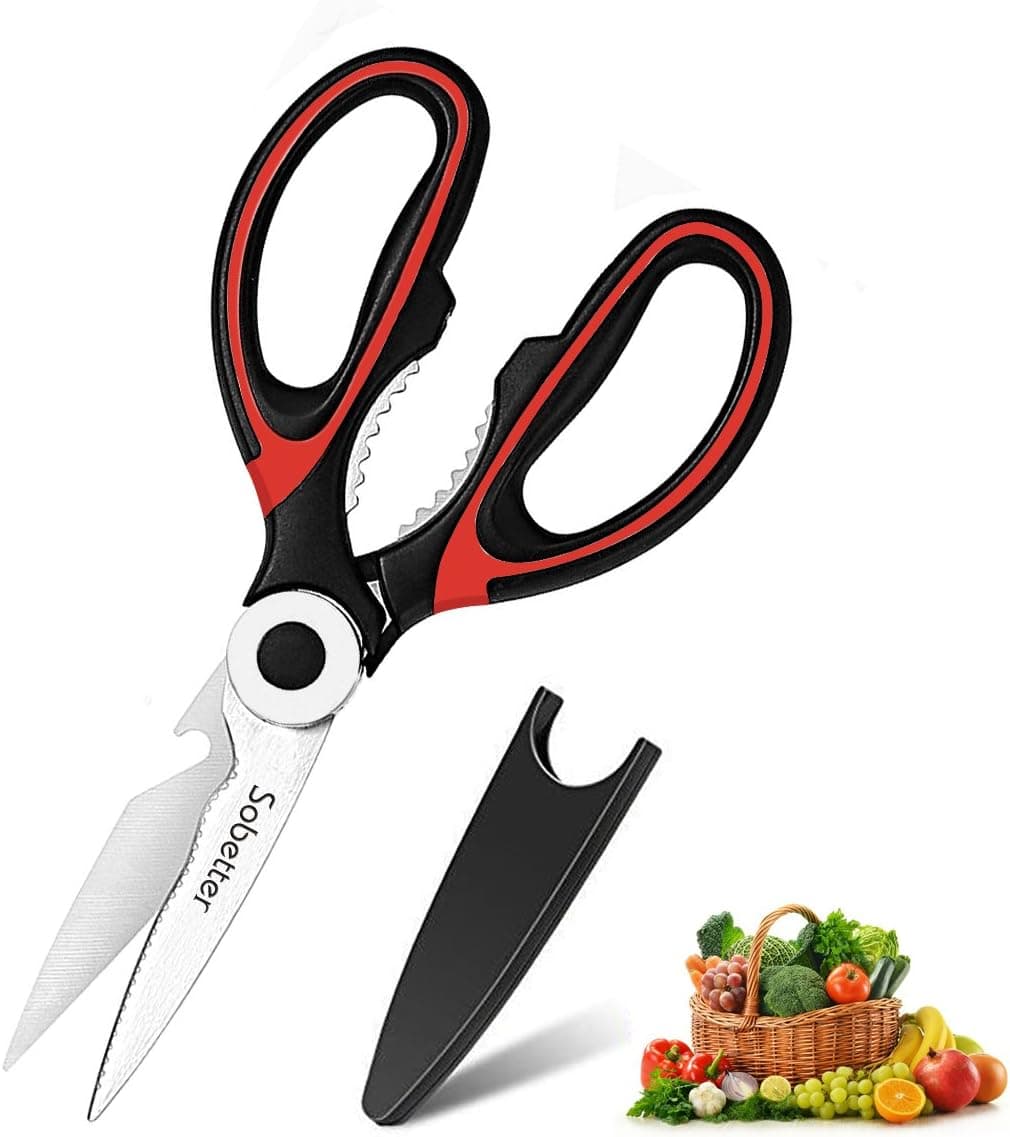 Kitchen Shears - Ultra Sharp Premium Heavy Duty Kitchen Shears and Multi Purpose Scissors (Red)