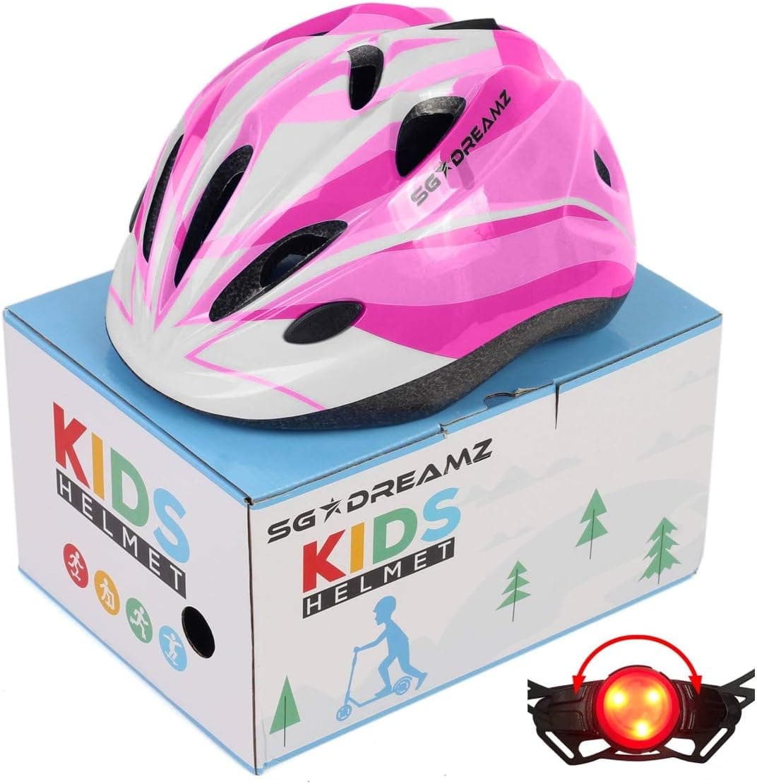 Kids Helmet – Adjustable from Toddler to Youth Size, Ages 3 to 7 - Comes in Great Looking Package Perfect for Gift - Multi-Sports with LED Safety Light