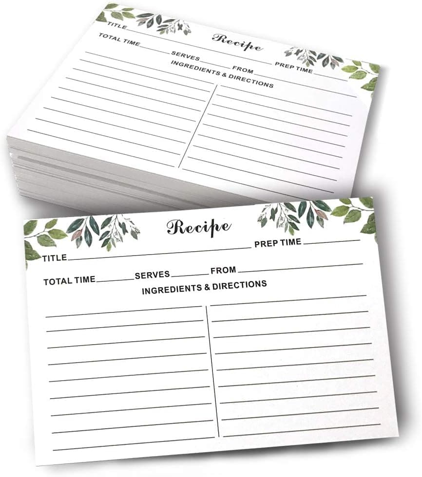 Recipe Cards - 50 Double Sided Cards, 4x6 inches. Thick Card Stock. Easy To Write, Perfect for Recipe Box & Recipe Binder (Black and White)