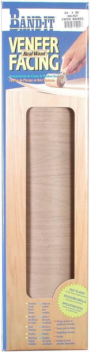 Band-It Paper Back Real Wood Veneer Facing 24920 Paper Back Real Wood Veneer Facing, 24" x 96", Walnut