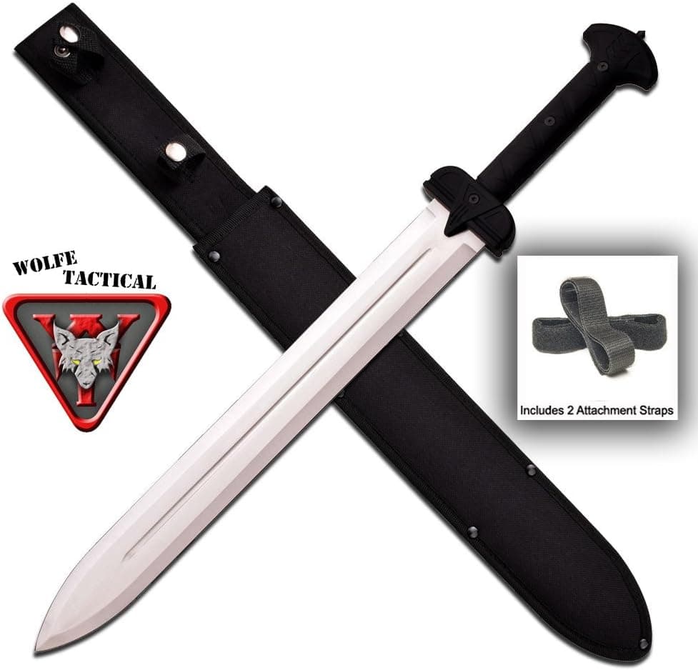 Tactical Roman Gladius Short Sword with Rubberized grip and Attachment Straps