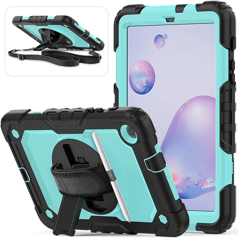 Samsung Tab A 8.4 Case with Pencil Holder | Herize SM-T307/SM-T307U Case with Screen Protector | Full-Body Rugged Heavy Duty Case with 360 Rotating Kickstand Hand Strap for Galaxy Tab A 8.4 2020
