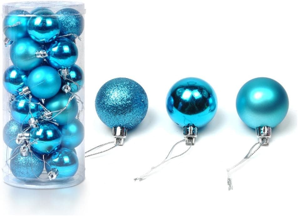 Christmas Baubles Balls Xmas Tree Balls Christmas Decoration Party Ornaments 24 Piece Set (Light Blue)