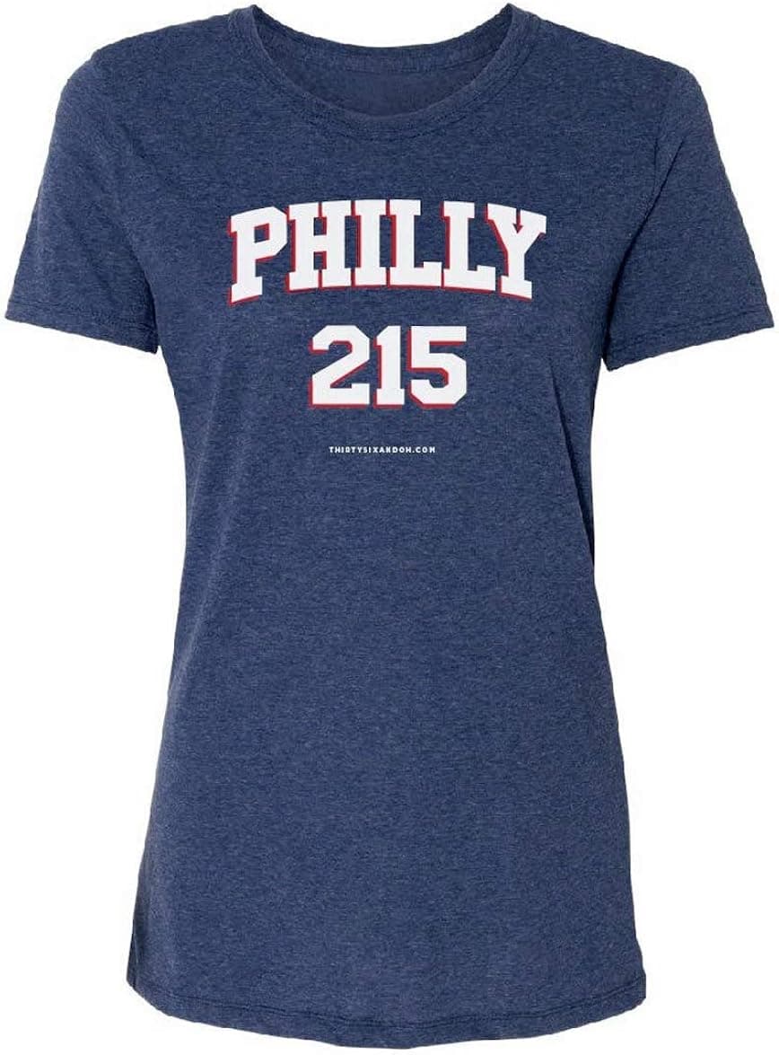 36 and Oh! Women's Philadelphia Philly 215" Shirt - Soft Style True Blue Heather