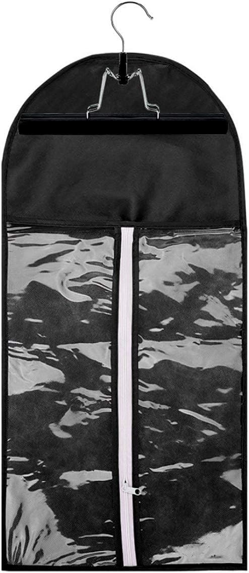 Hair Extensions Holder Case, Portable Hair Extensions Carrier Storage Non-Woven Suit Hair Storage W/Hanger for Virgin Hair Weft & Clip in Hair Extension (Color : Black)