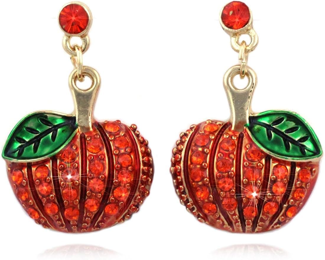 cocojewelry Pumpkin Dangle Charm Post Stud Earrings Fall Autumn Thanksgiving Halloween Jewelry (Dot Dangle)