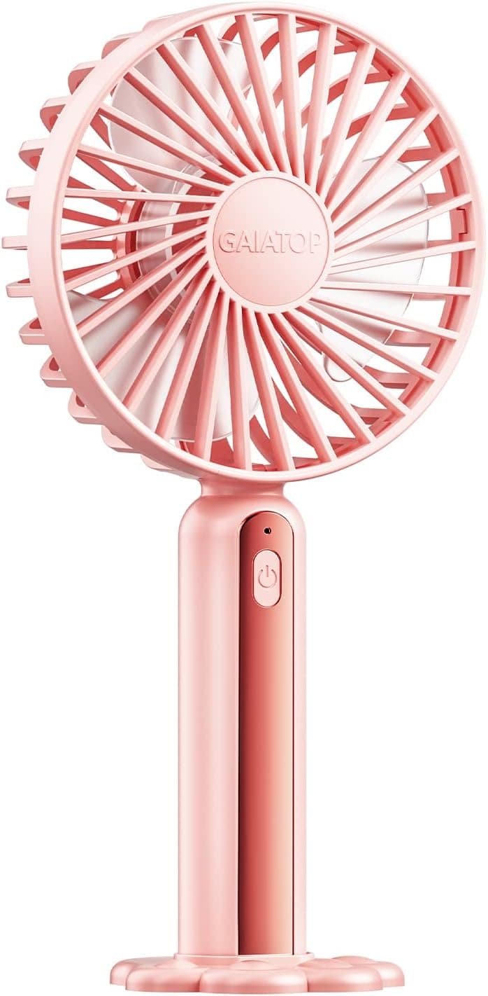 Gaiatop Handheld Fan with USB Rechargeable Personal Fan,3 Speed Adjustable Portable Fan for Travel, Commute, Picnic, Office-Pink, Small Makeup Eyelash Fan for Women Girls Kids Gift