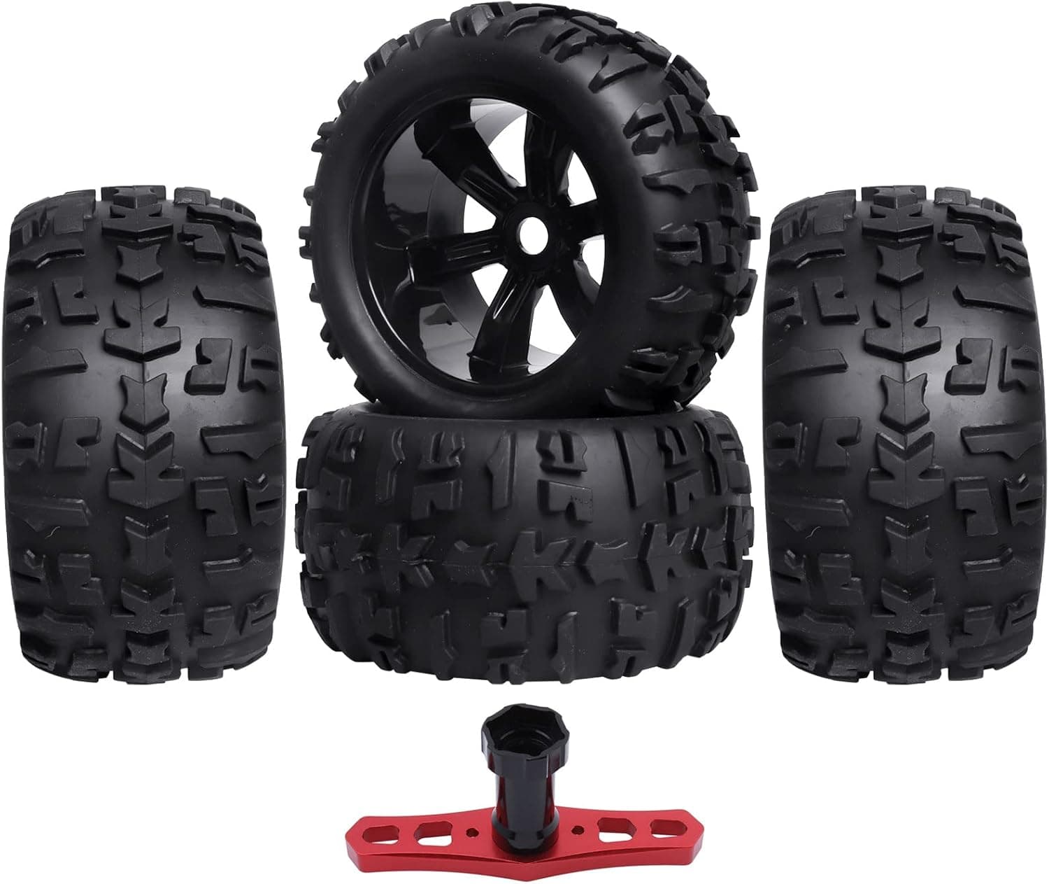 4PCS Pre-Glued 17mm Hex Wheels Tires for 1:8 Scale Traxxas Arrma Kraton 6S 4S Redcat Hobao Hongnor Team Losi GM DHK HPI Truggy Monster Truck