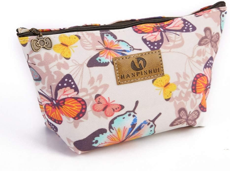Soochat Butterfly Pattern Printed Cosmetic Bag Wash Bag Waterproof Storage Bag Coin Purse Travel Cosmetic Case