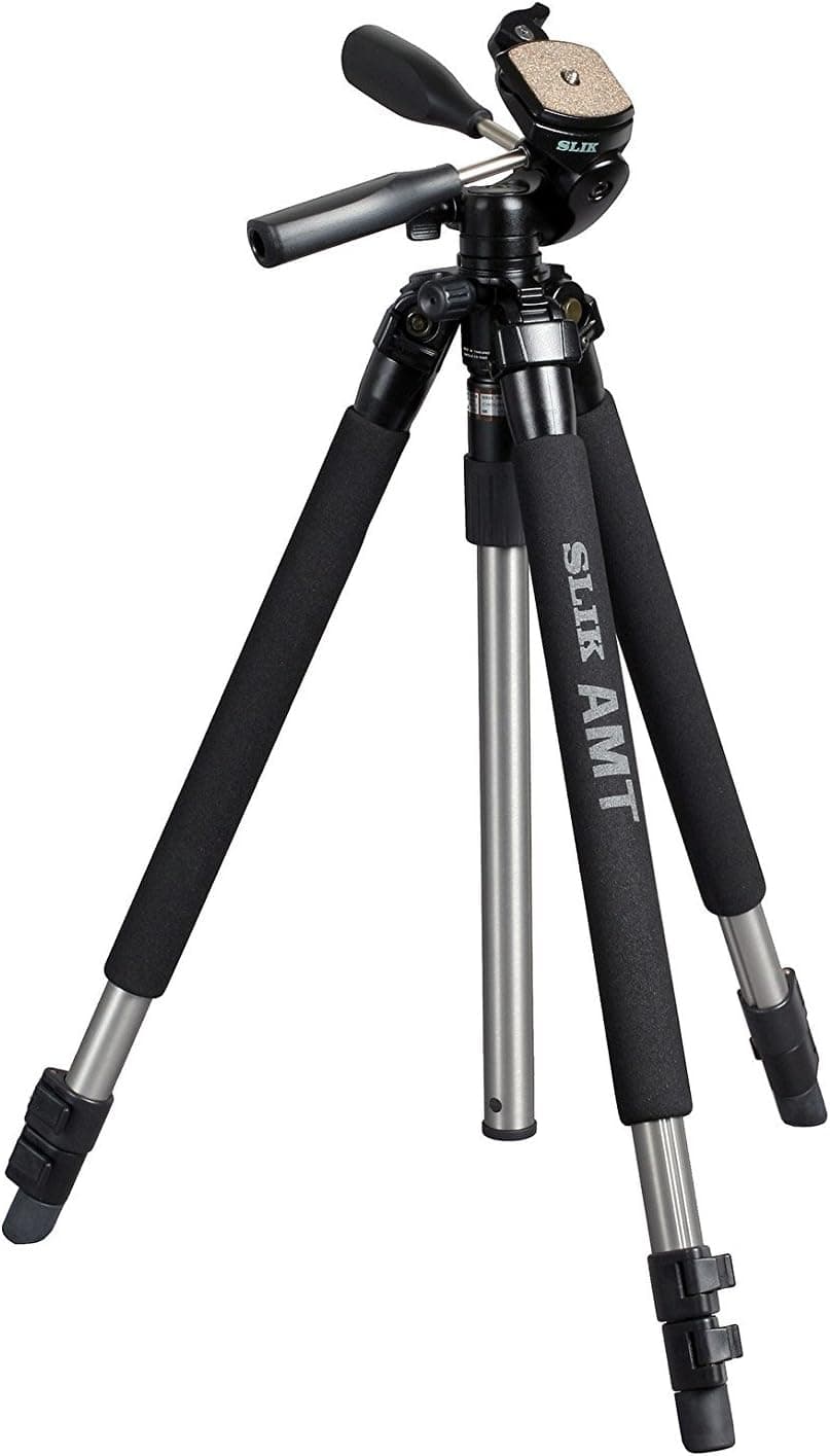 SLIK Pro 330DX Tripod with 3-Way Pan/Tilt Head (Quick Release) - Supports 6.63 lb (3.01 kg), Silver ( 613-330 )