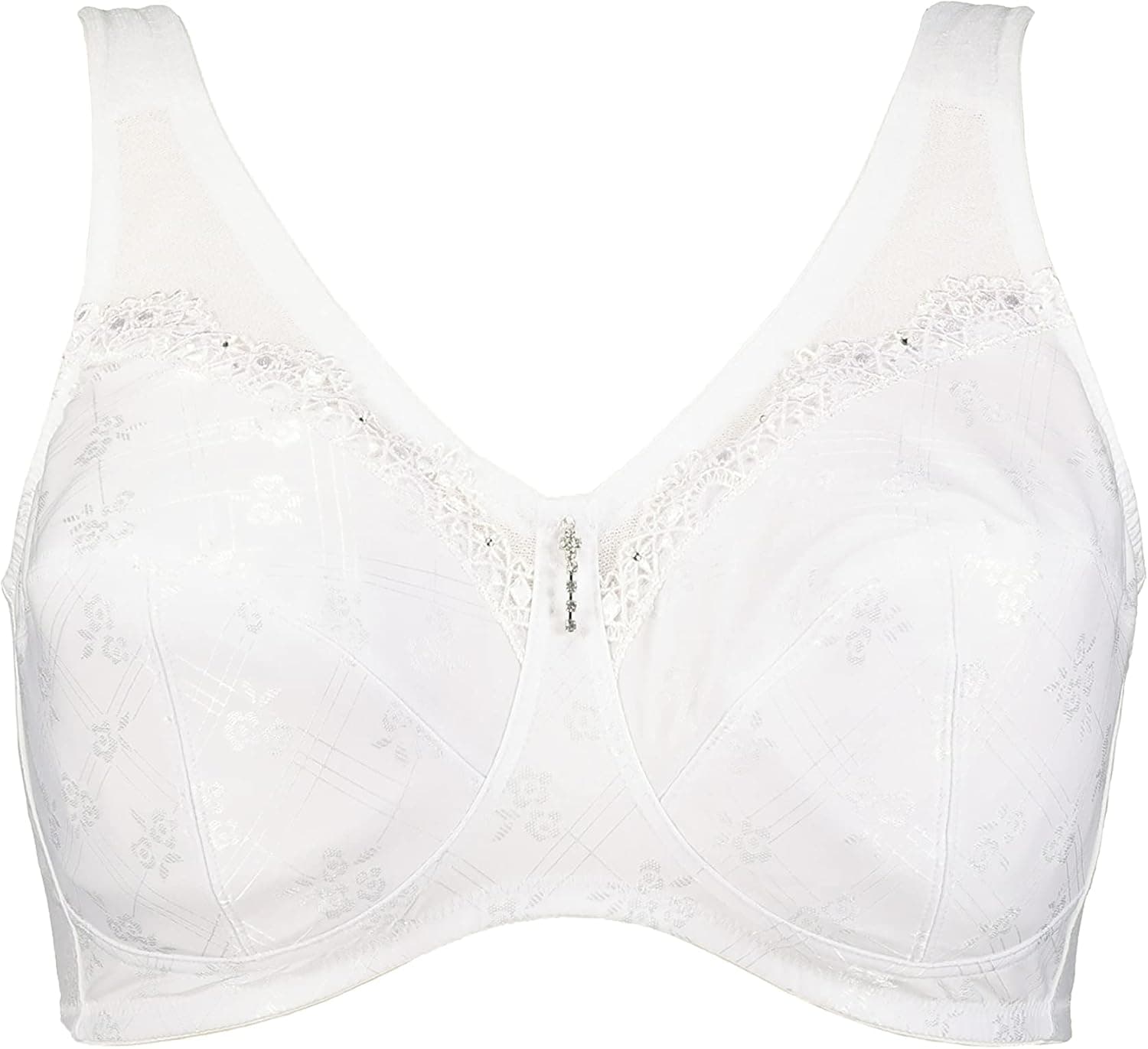 Ulla Popken Womenswear Plus Size Curvy Oversize Kelly Jacquard Shaping Bra White 120G 659425 20