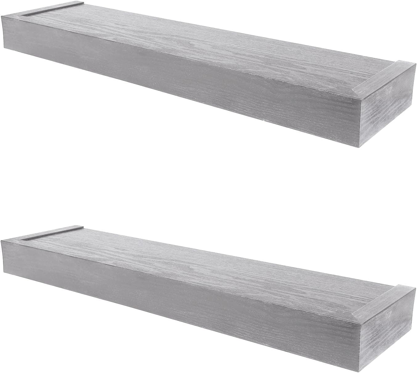 HIGH & MIGHTY 515621 Modern 24" Floating Shelf Holds up to 20lbs, Easy Tool-Free Dry Wall Installation, Flat, Retail Pack of 2, Gray