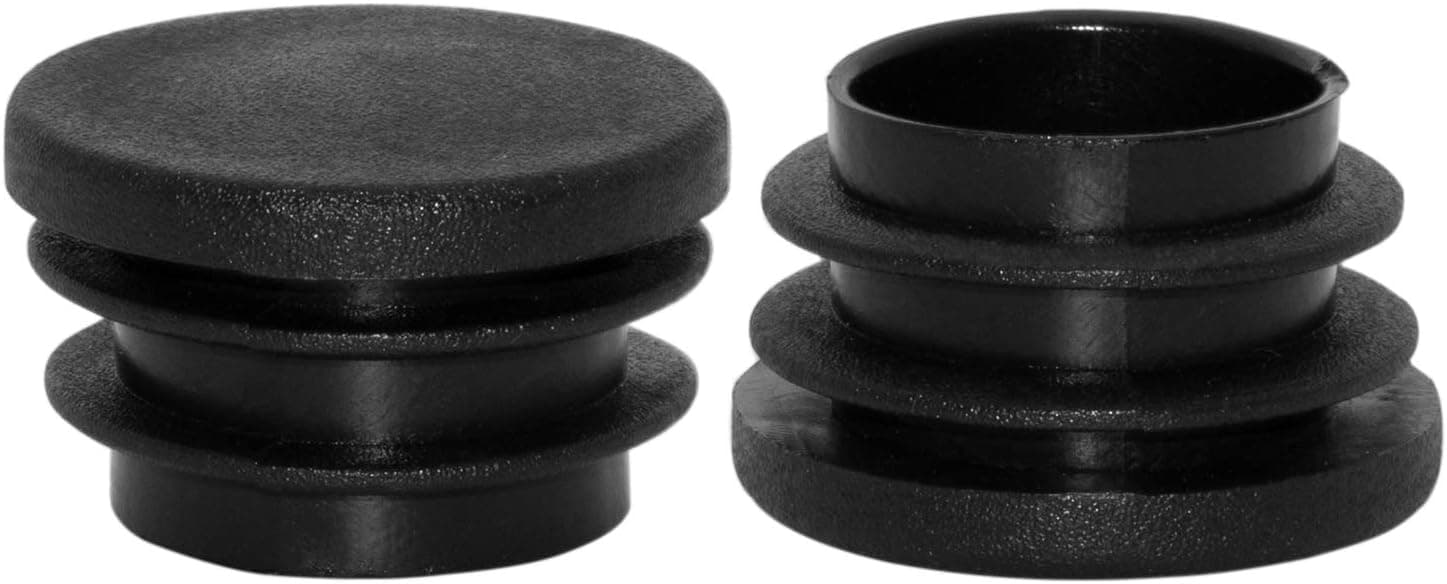 Flyshop Black Chair Table Legs 28 mm, 1-1/8" Outside Diameter Plastic Caps Round Ribbed Tube Inserts Furniture Glides 10 Pcs