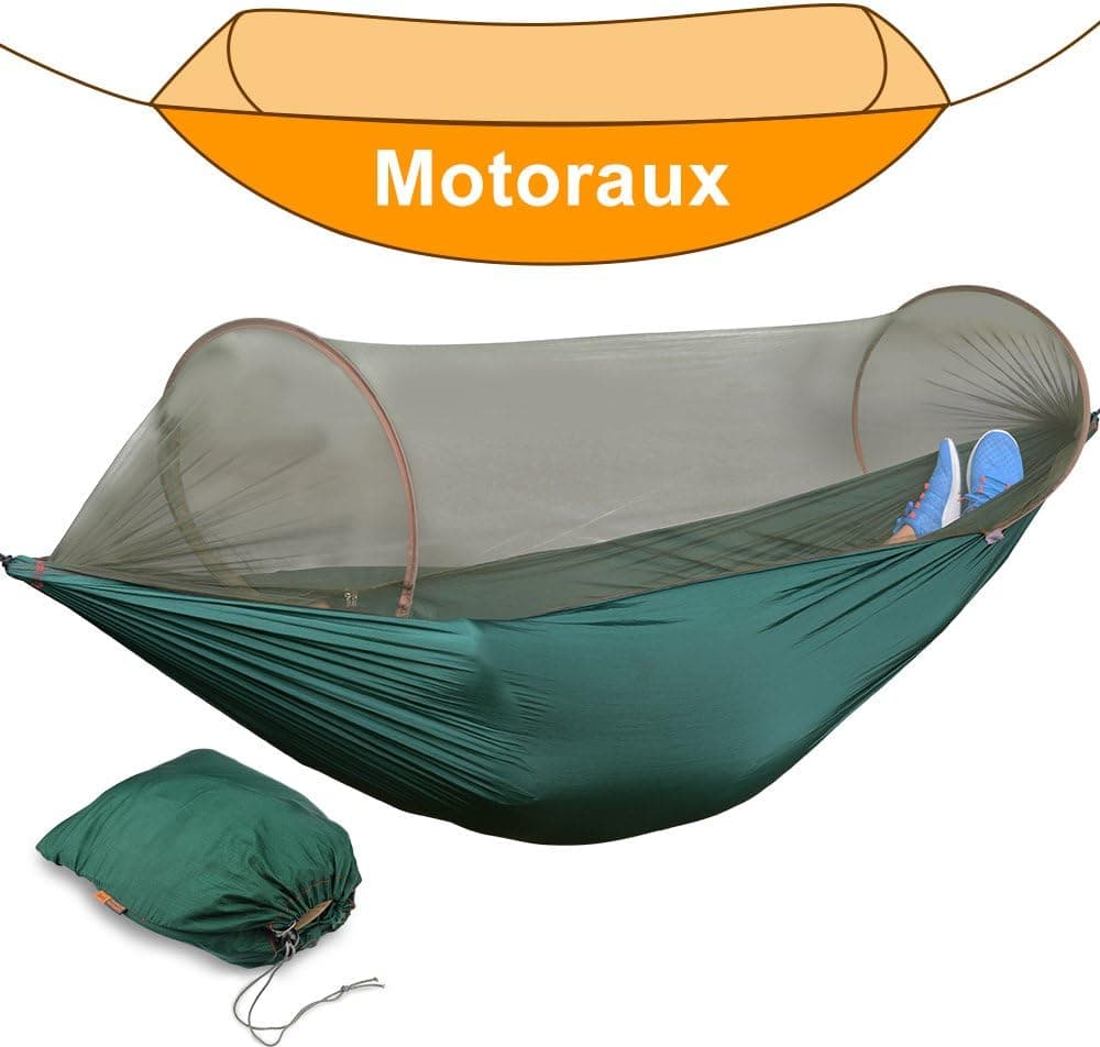 SARKI Portable Backpacking Camping Outdoor Hammock Tent Supporting up to 400 Pounds, Parachute Folding Tree Hammocks with Mosquito Net(L x W - 98 inch x 47 inch)