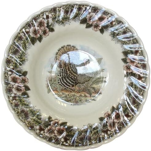Churchill China Thanksgiving Turkey Multi Colors Rimmed Soup Bowls, Set of 4