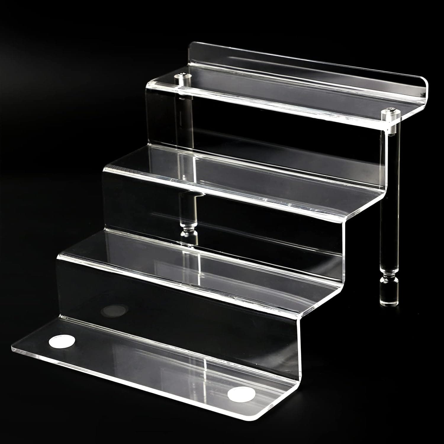 Anglelife Clear Acrylic Display Stand, 12”Display Riser Shelf for Amiibo Funko POP Action Figure, 4 Tier Cupcakes Dessert Stand for Tabletop, Makeup Stand Lotion and Perfume Holder Organizer