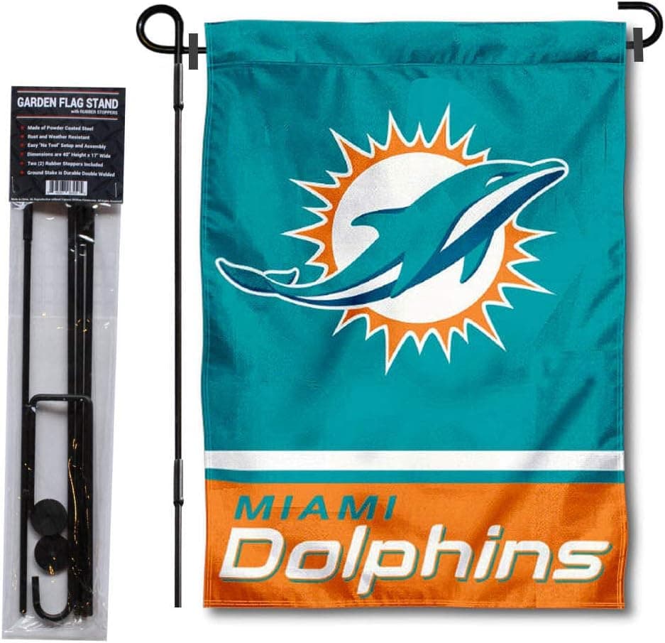 Miami Dolphins Garden Flag with Stand Holder