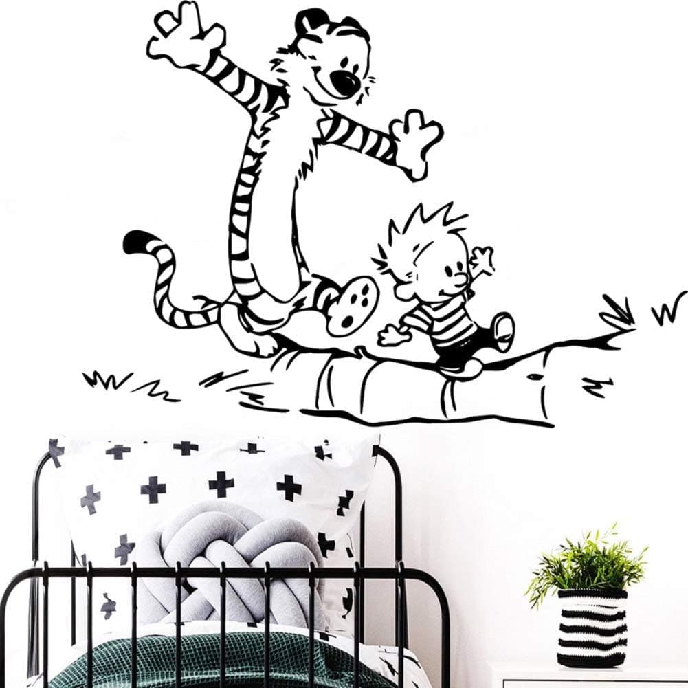 ch.kwok Calvin and Hobbes Dancing Wall Stickers Modern Interior Art Wall Decoration for Baby Kids Rooms Decor Mural Poster Decoration