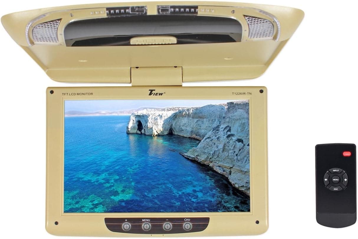 Tview T1226IR-TN 12" Slim Beige/Tan Flip Down Monitor+Built-In IR Transmitter