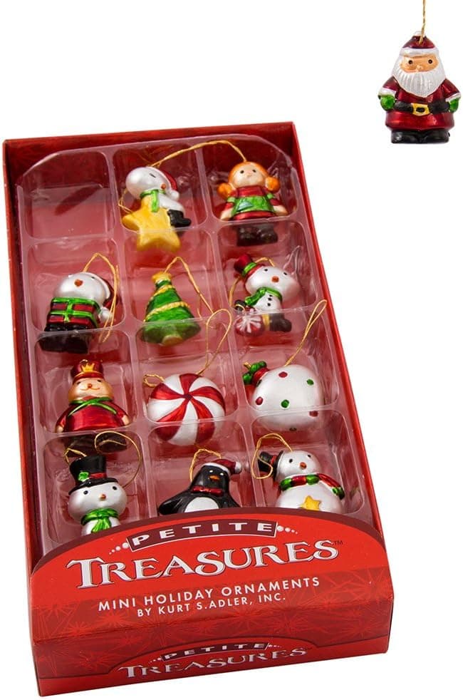 Kurt S. Adler 1.25-Inch Petite Treasures Mini Ornament Set of 12, Multi, 12 Piece