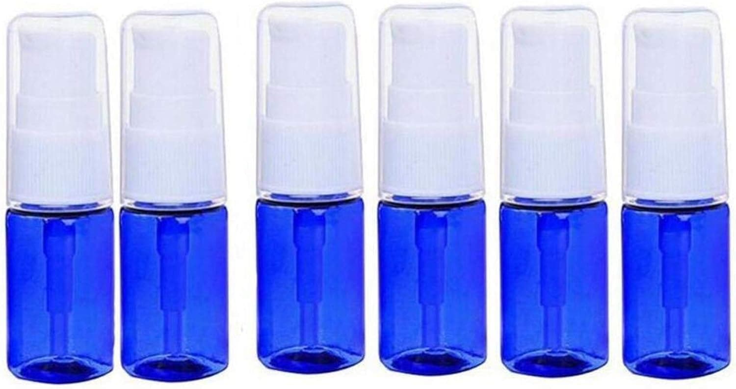 erioctry 6 Pcs 10ML Empty Refillable Bottle Cream Shampoo Lotion Treatment Pump Bottle with Cap Travel Bottles Toiletries Liquid Container for Cosmetic Make-up (Blue)