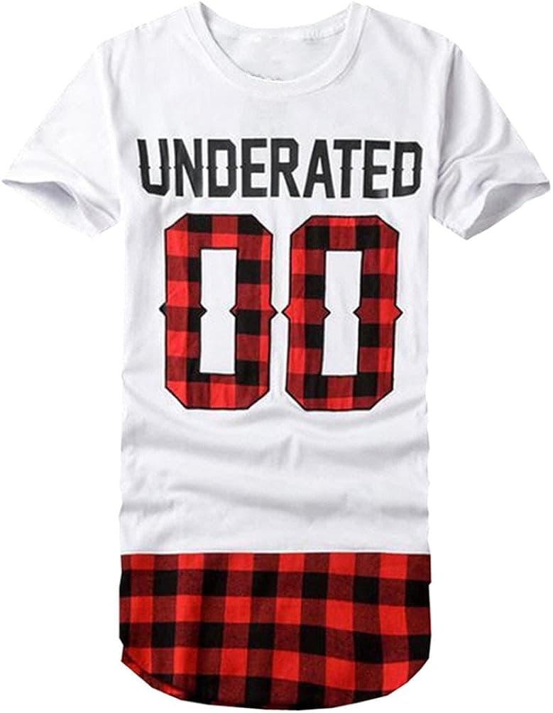 LILBETTER Men's Extended Tee Shirts Men t-Shirt Hip Hop Tshirt (S, White)