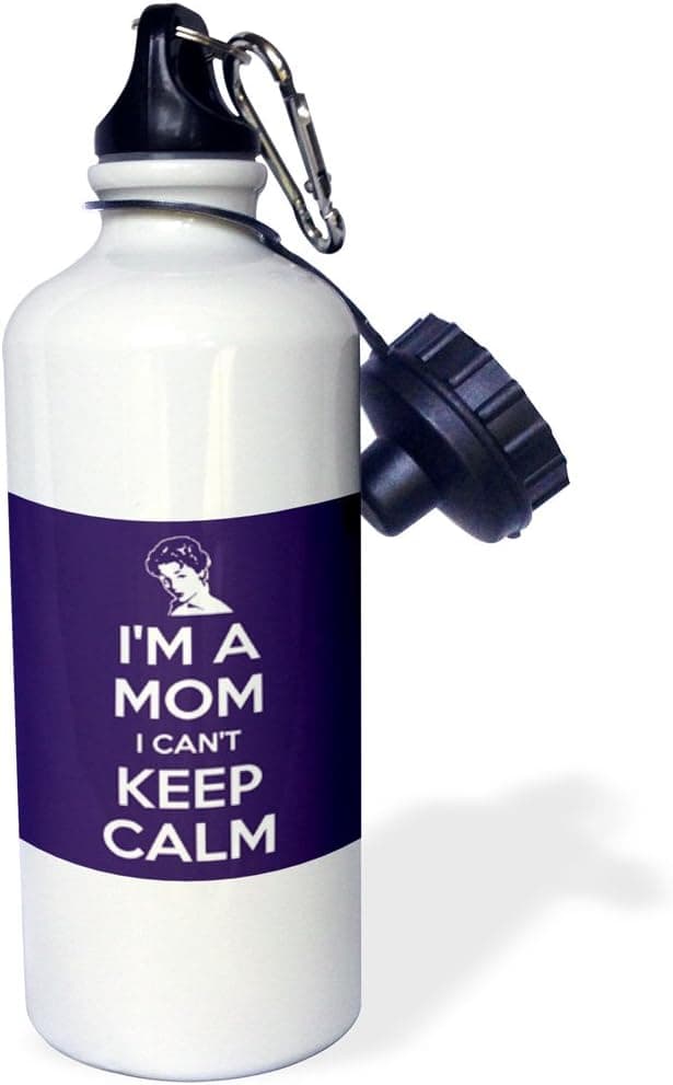 3dRose Im a mom I cant keep calm. Purple. -Sports Water Bottle, 21oz , 21 oz, Multicolor