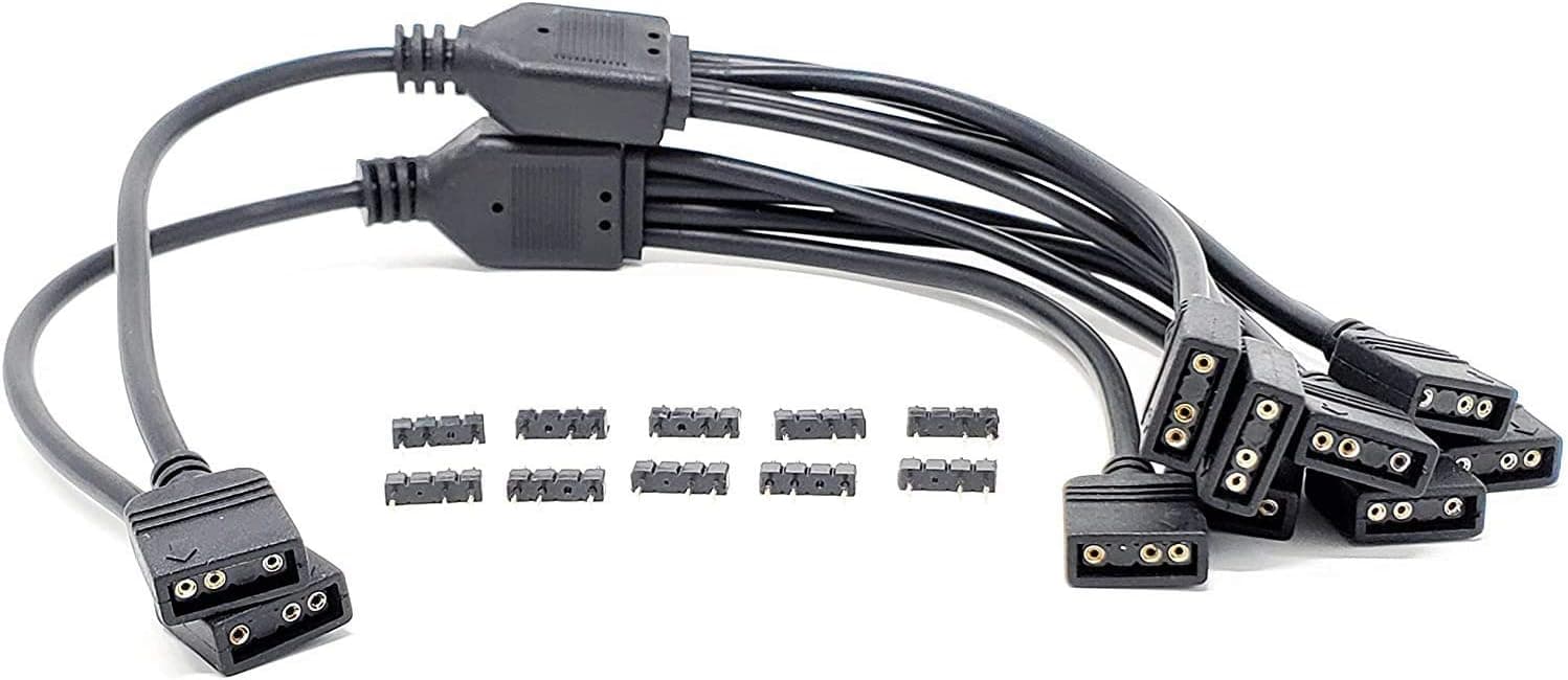 MICRO CONNECTORS Addressable RGB 1 to 4 Splitter Cable - 30cm/ 2 Pack (F04-04ARGB30-2P)