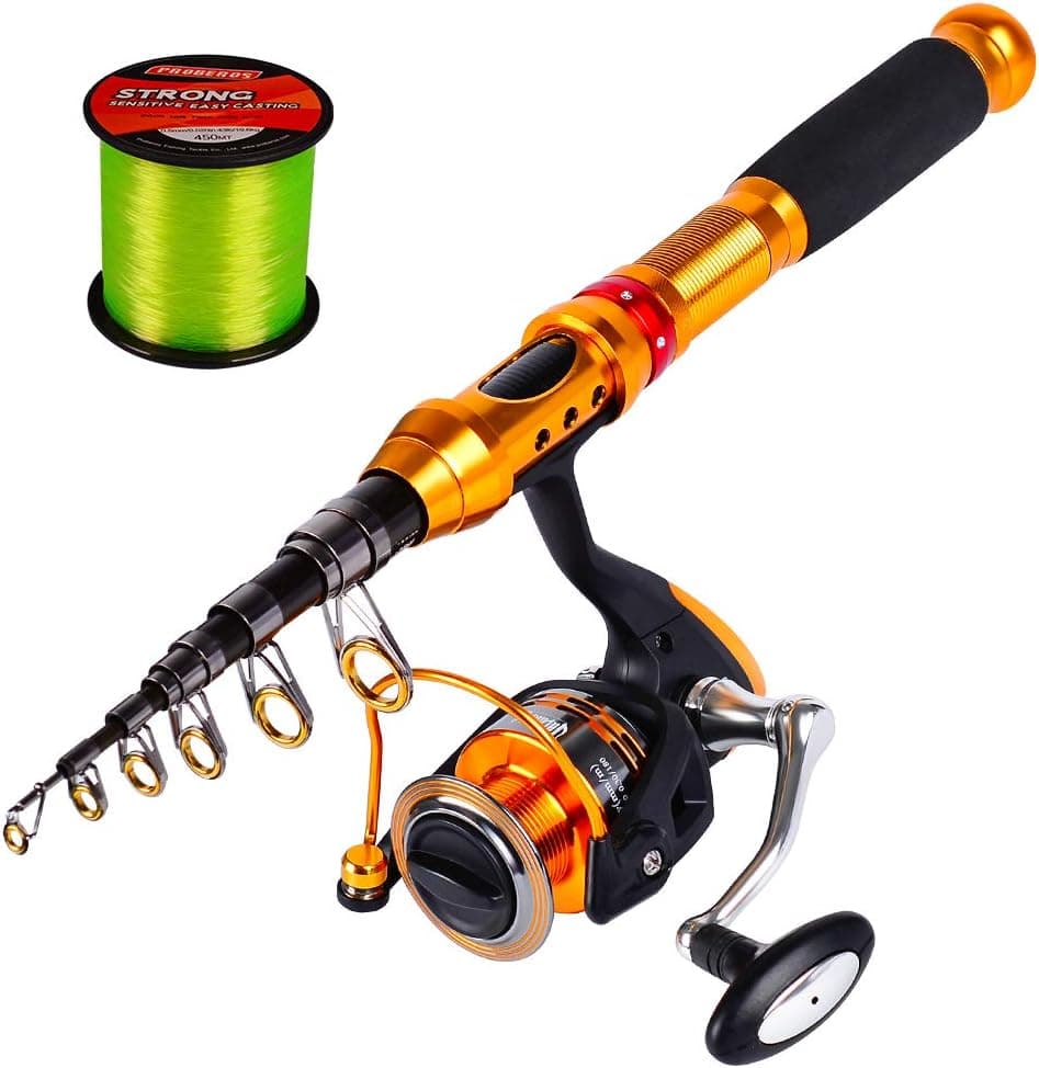 Fishing Reel and Rod Combo Full Kit Telescopic Fishing Pole Spinning Reels Combos with Fishing Storage Bag Set