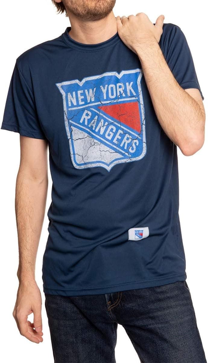 NHL Mens Loose Fit Performance Rashguard Wicking Short Sleeve Shirt