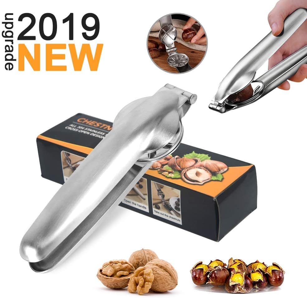 【2019 NEW】Nutcracker Chestnut Clip, 304 Stainless Steel Chestnut Cracker Pecan Walnut Plier Opener, Metal Nut Opener Plier, Kitchen Tools Multifunctional Chestnut Opener for All Nuts