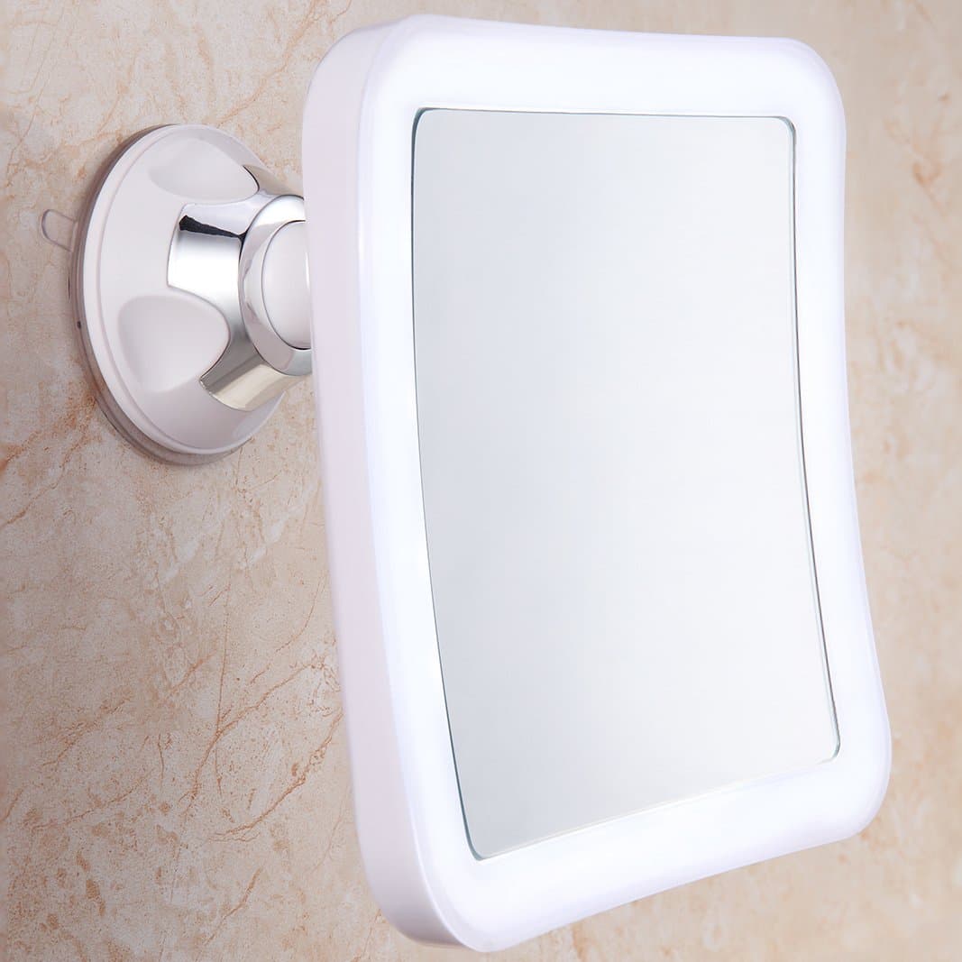 Charmax 8X Magnifying Lighted Makeup Mirror with Bag, Natural LED Lights Bathroom Vanity Mirror, Battery Operated Travel Mirror, Square