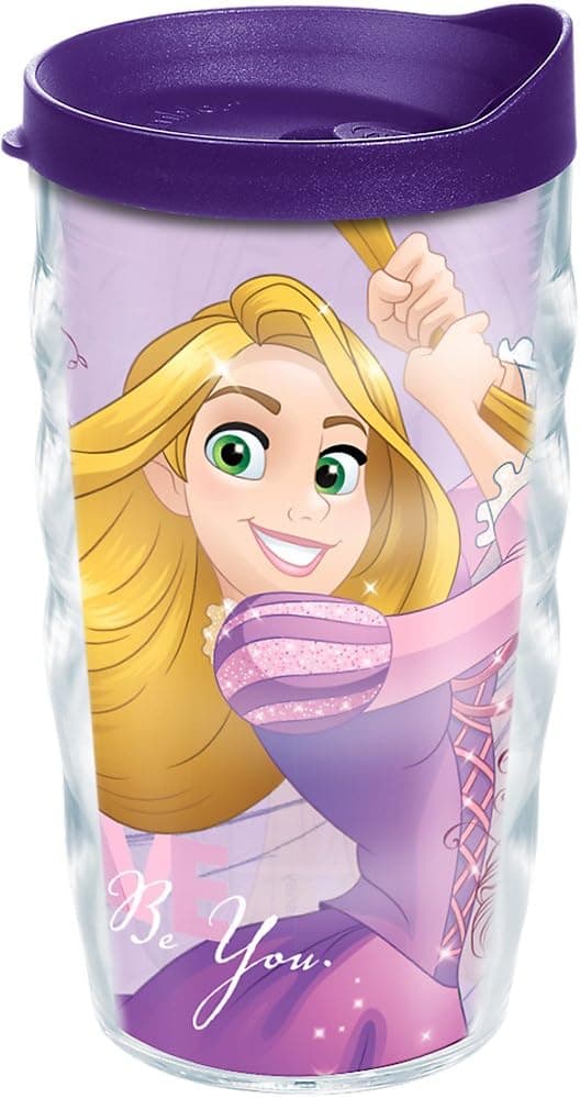 Tervis Disney - Dream Big Rapunzel Tumbler with Wrap and Royal Purple Lid 10oz Wavy, Clear