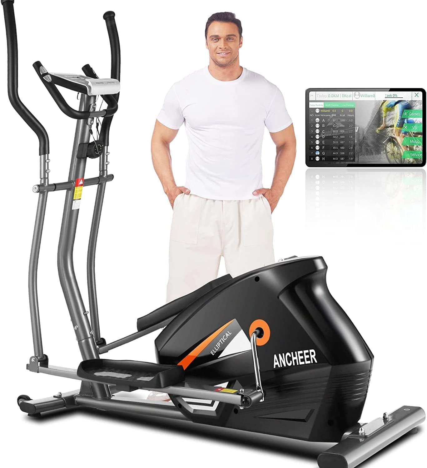 ANCHEER APP Elliptical Machine, Elliptical Trainer with 10 Levels of Magnetic Resistence