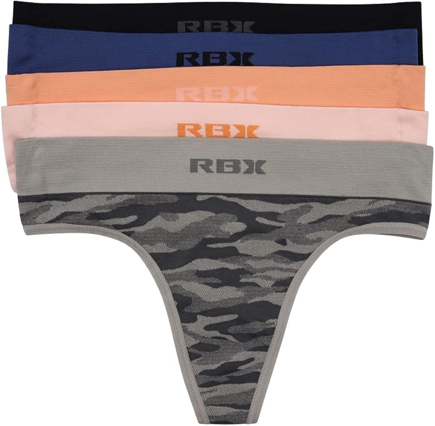 RBX Active Women's Everyday Performance Seamless Thong Panties 5-Pack Underwear
