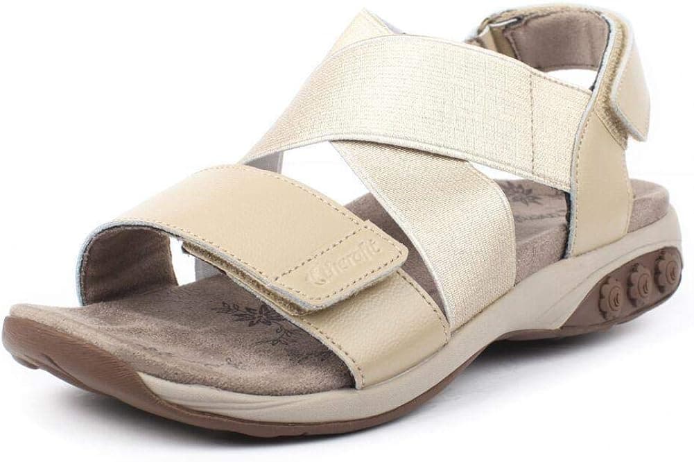 Therafit Jessica Women's Leather Adjustable Cross Strap Sandal - for Plantar Fasciitis/Foot Pain