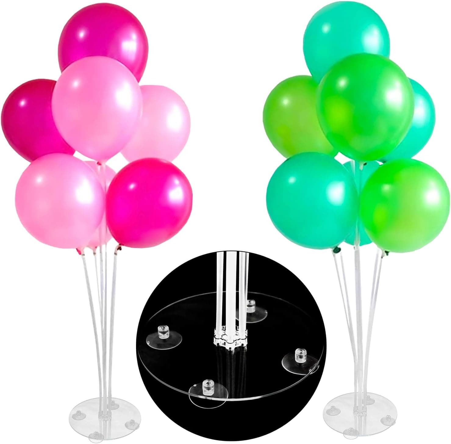 [2 Set] Table Balloon Stand Kit and (20pcs) Latex Balloons for Birthday Party Decoration - Desktop Balloon Holder with Stick, Cup, Base, Suckers and 10" Balloons for Wedding Parties Event Supplies