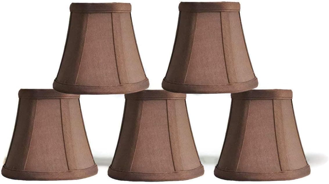 Urbanest Set of 5 Chandelier Mini Lamp Shades 5-inch, Bell, Clip On, Espresso