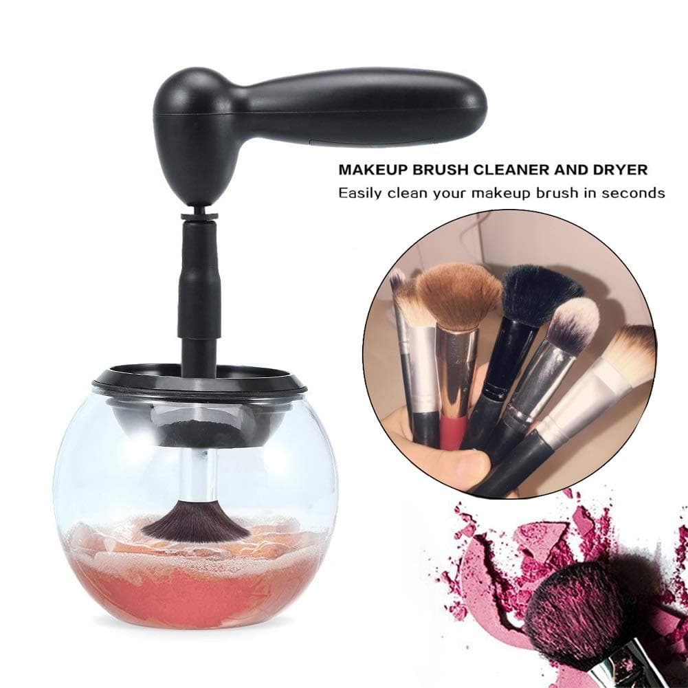 Makeup Brush Cleaner,Automatic Brush Cleaner Spinner,Suit for All size Makeup Brushe black