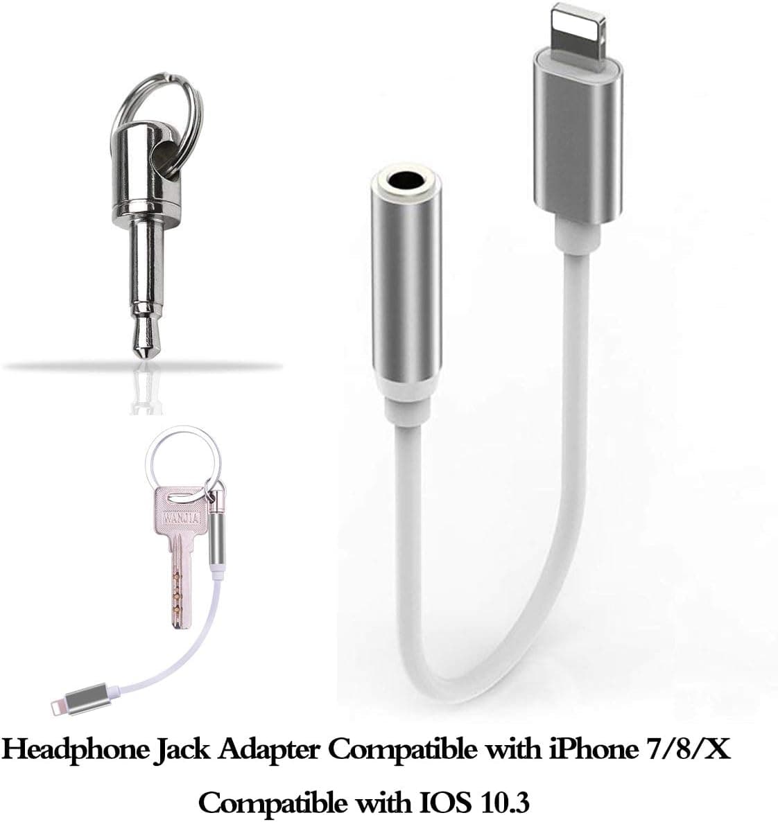 B Adapter Headphone Jack compatible with iPhone 7/8/X, 3.5 mm Headphone Jack Adapter compatible with iPhone 7/8/X Accessories