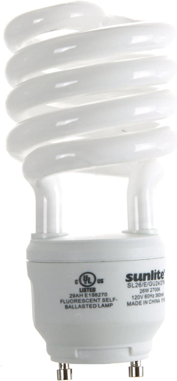 Sunlite SL26/E/GU24/27K 26 Watt Spiral Energy Star Certified CFL Light Bulb GU24 Base, Warm White