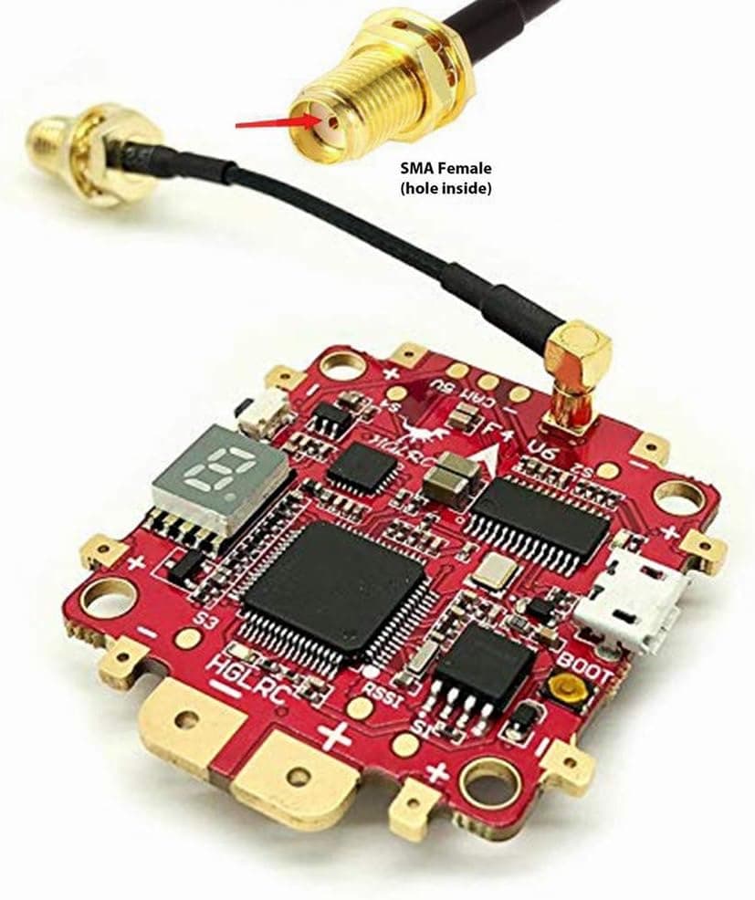 HGLRC F4 V6 Pro FC Flight Controller with Switchable VTX 5V BEC OSD PDB 30.530.5mm M3 for 2S- 6S RC Multicopter FPV Racing Drone (SMA Female Connector)