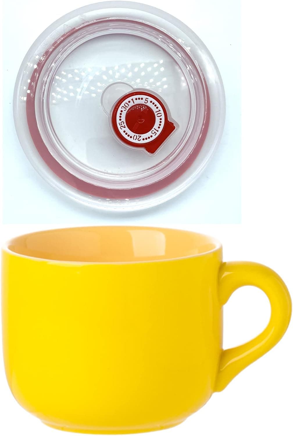 Sicaluya Porcelain Large Oatmeal Mug with Lid, 23 oz (680mL) Wide Coffee Mug, Breakfast Cup and Soup Bowl, Microwave and Dishwasher Safe, Ceramic Mug for Milk, Tea, Fruit, Ice Cream (Yellow)
