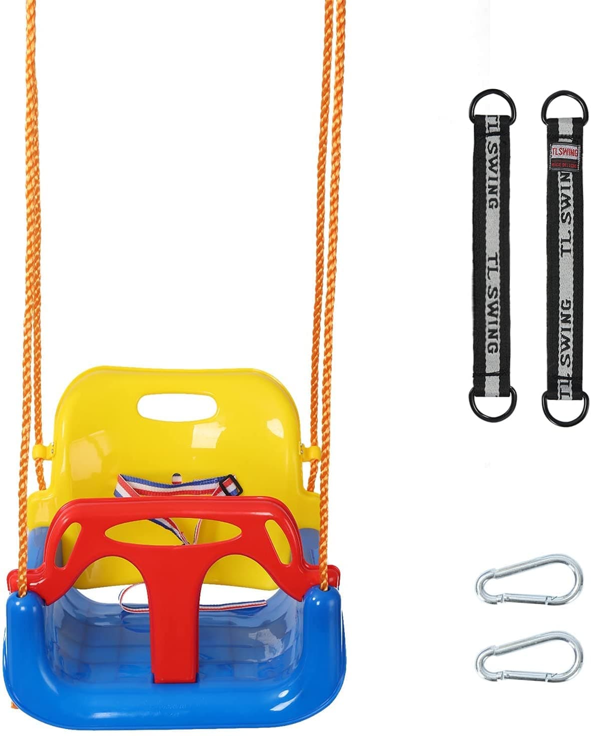 3-in-1 Kids Swing Seat with Hanging Strap and Hooks for Indoor and Outdoor Playing, Secure Swing for Baby and Toddler, Loaded up to 120kg, by YIHATA