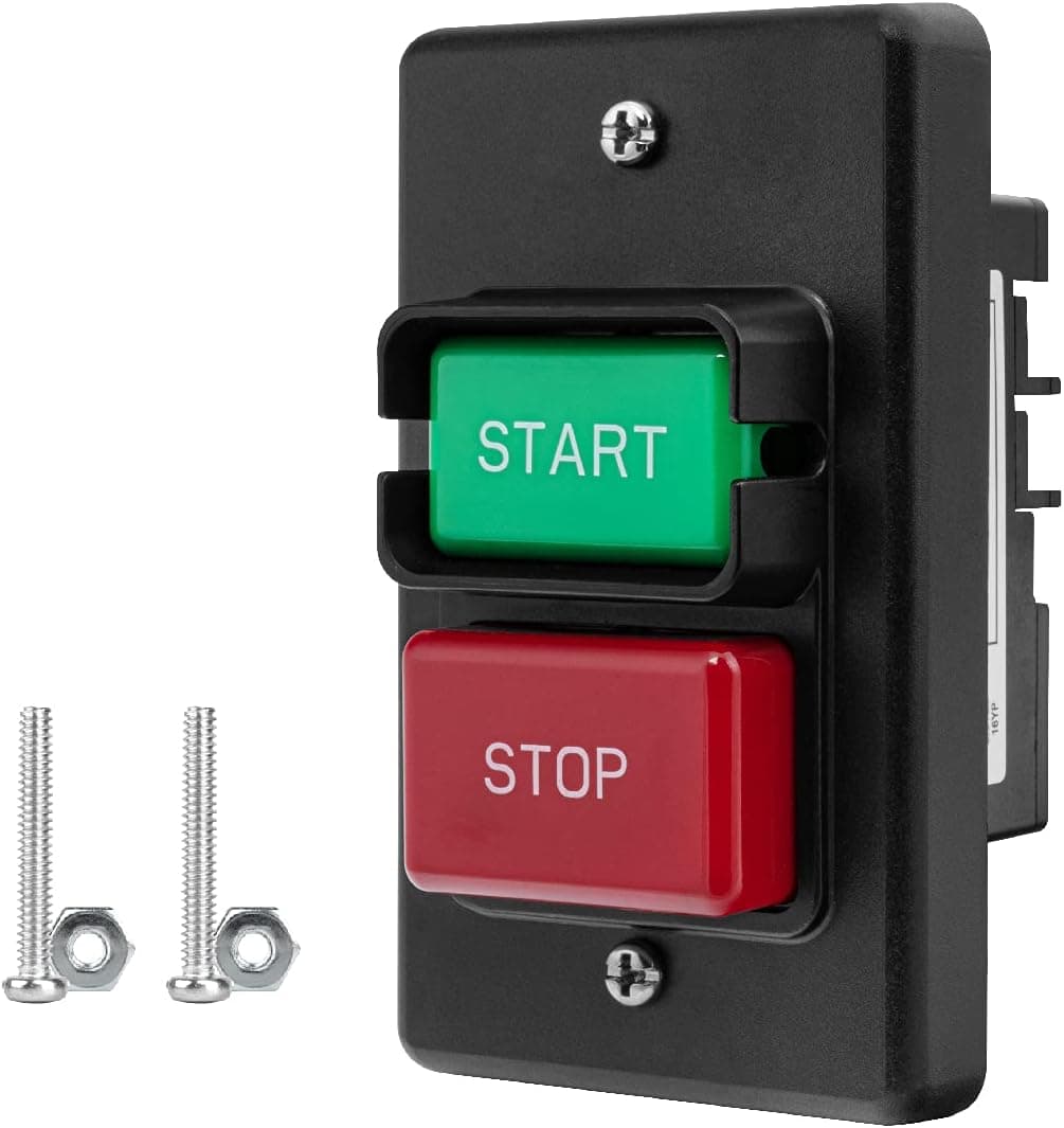 POWERTEC 71652 110/220V Single Phase On/Off Switch with Screws for Gang Box Installation, fits Table Saw, Router Table, Drill Press, Bench Saw, Band Saw