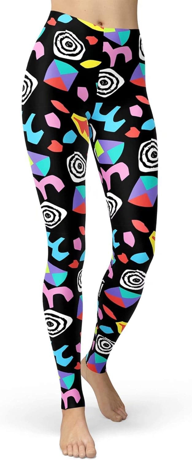 sissycos Women's 80s Leggings Artistic Splash Printed Buttery Soft Stretchy Pants